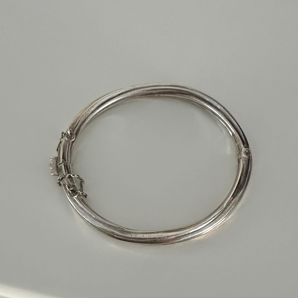 Sterling Silver Double-Band Hinged Bangle Bracelet